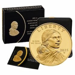 2025-W 1/2 oz 25th Anniversary Sacagawea Dollar 24k Proof Gold Coin
