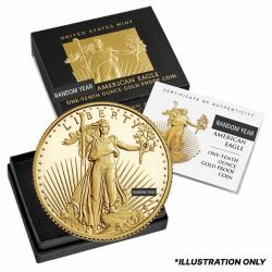 1/10 oz American Gold Eagle Proof Coin with Box & COA - Random Year