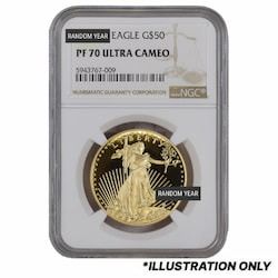 NGC PF-70 1 oz American Gold Eagle Proof Coin - Random Year