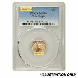 PCGS MS-70 1/10 oz American Gold Eagle Coin - Random Year