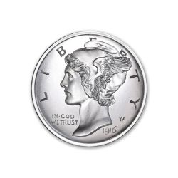 2 oz Mercury Dime Tribute Silver Round - Ultra High Relief