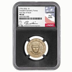 2026-P US Trump Dollar NGC MS-66 FDOI Paul Hollis Facsimile Black Core 2026-P US Trump Dollar NGC MS-66 FDOI Paul Hollis Facsimile Black Core