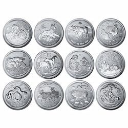 1 Kilo Australian Lunar Series II Silver 12 Coin Set
