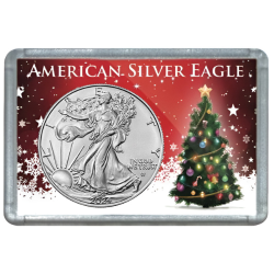 2024 American Silver Eagle 1 oz Coin (in Christmas Tree Holder)