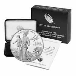 2018 1 oz American Platinum Eagle Proof Coin - Preamble to the Declaration of Independence Series