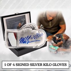 Mike Tyson vs. Evander Holyfield Dual-Signed Autographed Silver Boxing Glove 1 Kilo Coin - 2025 Celebrity Mint