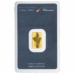 1/10 oz SD Bullion Cross and Flag Gold Bar