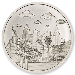 1 oz UFOs Over Las Vegas Silver Round