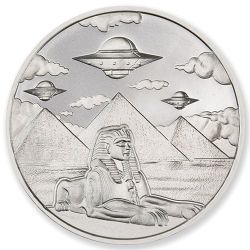 1 oz UFOs Over the Pyramids Silver Round