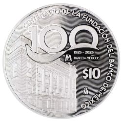 1925-2025 2 oz 100th Anniversary of Banco de Mexico's Founding Proof Silver Coin