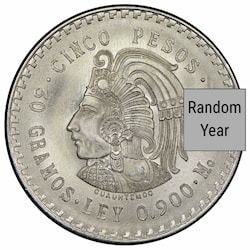 1947-1948 Mexican 5 Pesos 30 Gram Silver Coin - Cuauhtemoc Design