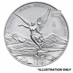 2 oz Mexican Libertad Silver Coin - Random Year