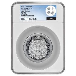 2025 NGC MS-70 Early Releases 5 oz Roaring Lion High Relief Silver Coin