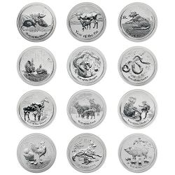1/2 oz Australian Lunar Series II Silver 12 Coin Set