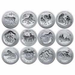 2 oz Australian Lunar Series II Silver 12 Coin Set