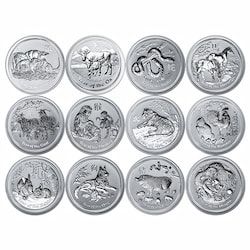 5 oz Australian Lunar Series II Silver 12 Coin Set