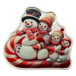 2025 1 oz Snowman Sleigh Ride Colorized Proof Silver Coin