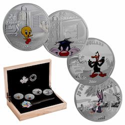 Looney Tunes 4-Coin Silver Collection With Matching Wrist Watch - Collector's Box