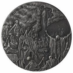 2016 2 oz Ezekiel's Vision Proof Antique Silver Coin - Biblical Series