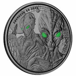 2023 1 oz Invasion is Here Black Rhodium Plated Silver Coin - Alien Series