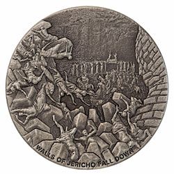 2024 2 oz Walls of Jericho Fall Down Antique Silver Coin - Biblical Series