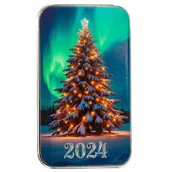 2024 1 oz Lighting the Tree Colored Silver Bar