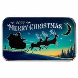 2024 1 oz Starlit Sleigh Ride Colored Silver Bar
