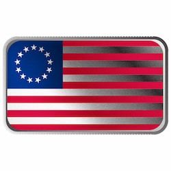 1 oz Betsy Ross Flag Colorized Silver Bar