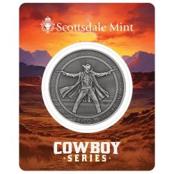 1 oz The Gunslinger Antique Silver Round - Cowboy Series