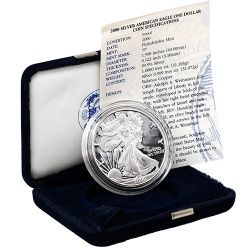 2000-P 1 oz American Silver Eagle Proof Coin w/Box & COA