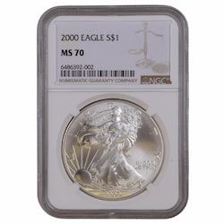 2000 NGC MS-70 1 oz American Silver Eagle Coin - Brown Label