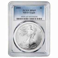2000 PCGS MS-69 1 oz American Silver Eagle Coin - Standard Label