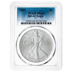 2002 PCGS MS-69 1 oz American Silver Eagle Coin