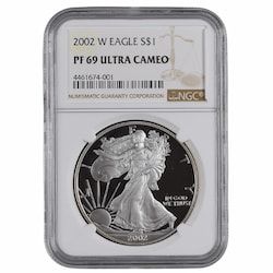 2002-W NGC PF-69 1 oz American Silver Eagle Proof Coin