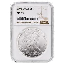 2003 NGC MS-69 American Silver Eagle Coin (Brown Label)
