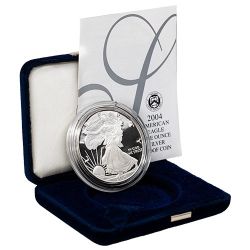 2004-W 1 oz American Silver Eagle Proof Coin w/Box & COA