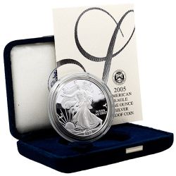 2005-W 1 oz American Silver Eagle Proof Coin w/Box & COA