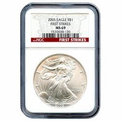 2005 NGC MS-69 First Strike 1 oz American Silver Eagle Coin