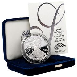 2008-W 1 oz American Silver Eagle Proof Coin w/Box & COA