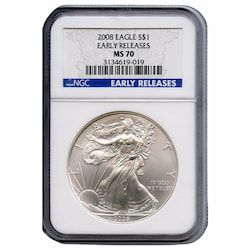 2008 NGC MS-70 Early Releases 1 oz American Silver Eagle Coin