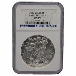 2010 NGC MS-69 Early Releases 1 oz American Silver Eagle Coin