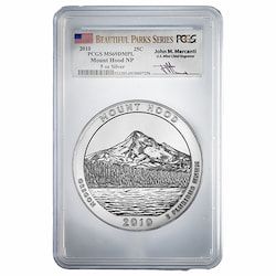 2010 PCGS MS-69 DMPL 5 oz America The Beautiful Mount Hood Silver Coin - John Mercanti Label