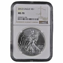 2012 NGC MS-70 1 oz American Silver Eagle Coin - Brown Label
