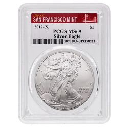 2012-(S) PCGS MS-69 1 oz American Silver Eagle Coin Struck at San Francisco