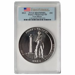 2013 PCGS MS-69 DMPL First Strike 5 oz America The Beautiful Perry’s Victory and International Peace Memorial Silver Coin