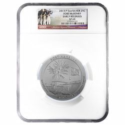 2013-P NGC SP-69 Early Releases 5 oz America The Beautiful Fort McHenry Burnished Silver Coin