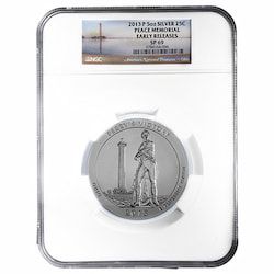 2013-P NGC SP-69 Early Releases 5 oz America The Beautiful Perry’s Victory and International Peace Memorial Burnished Silver Coin