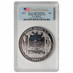 2013 PCGS MS-69 DMPL First Strike 5 oz America The Beautiful White Mountain Silver Coin