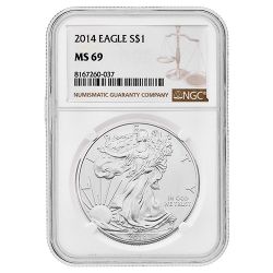 2014 NGC MS-69 American Silver Eagle Coin (Brown Label)