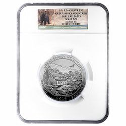 2014 NGC MS-69 DPL Early Releases 5 oz America The Beautiful Great Smoky Mountains Silver Coin